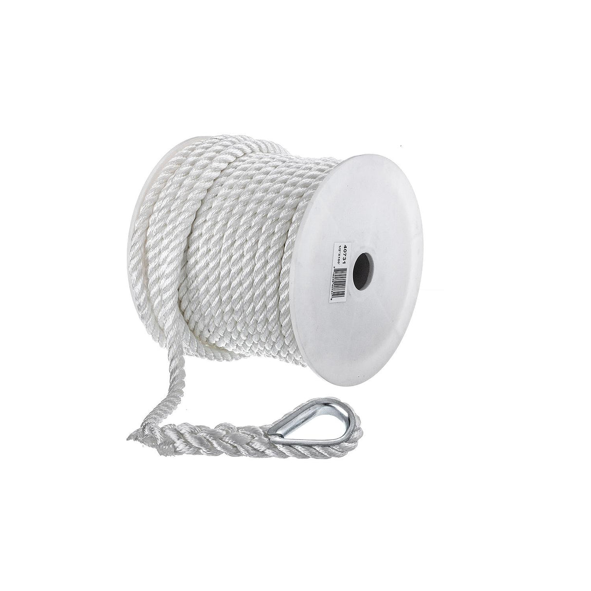 Seachoice 40731 3-Strand Twisted Nylon Anchor Line - White, 1/2" x 100'