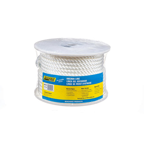 Seachoice 40741 3-Strand Twisted Nylon Anchor Line - White, 1/2" x 150'