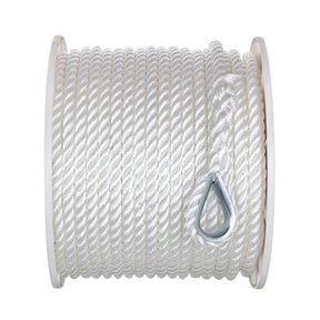 Seachoice 40751 3-Strand Twisted Nylon Anchor Line - White, 1/2″ x 200'