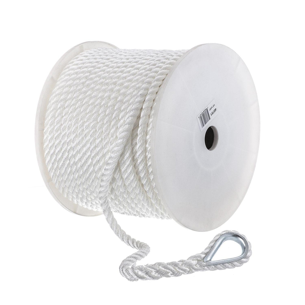 Seachoice 40751 3-Strand Twisted Nylon Anchor Line - White, 1/2" x 200'