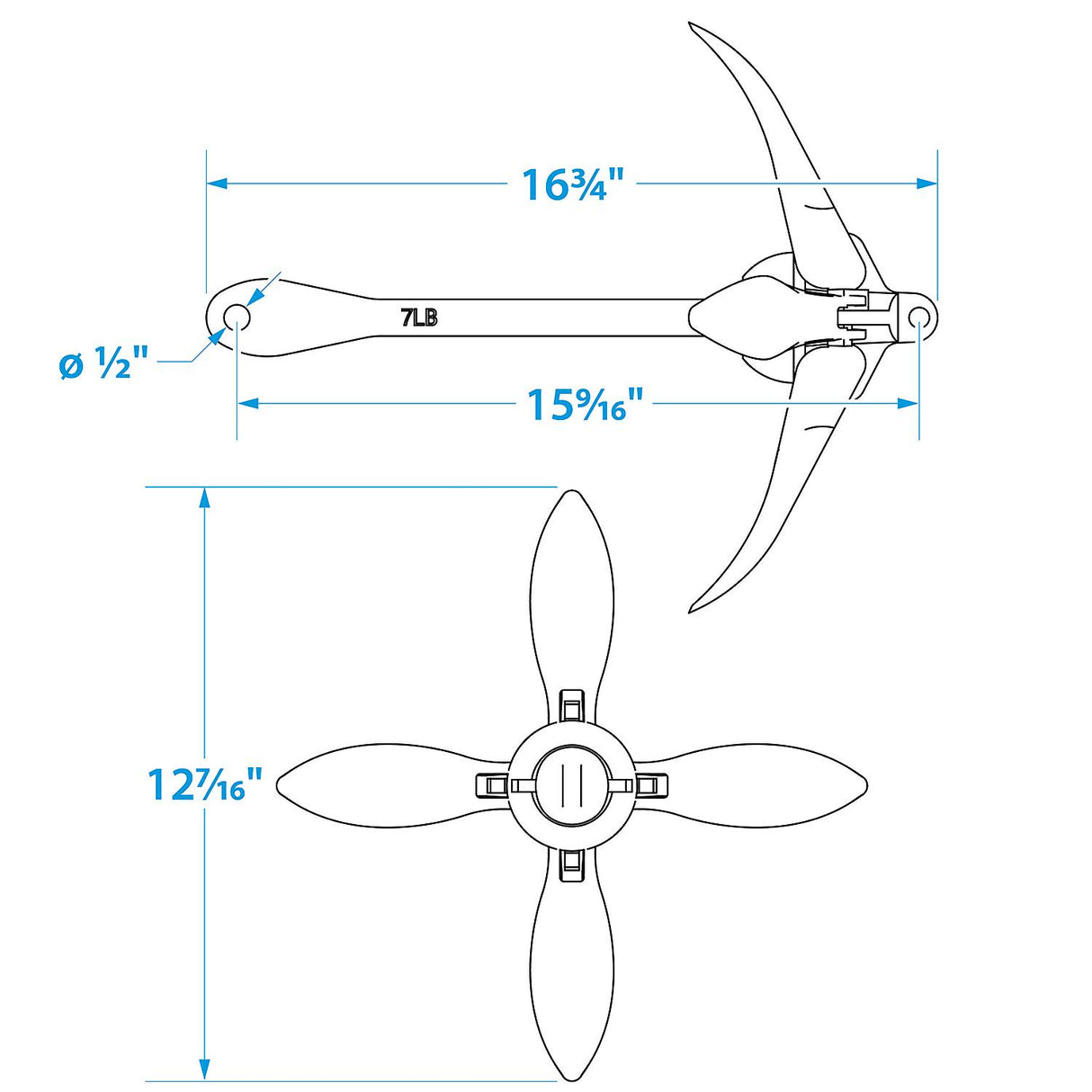 Seachoice 41020 Galvanized Folding Grapnel Anchor, 7 lbs.