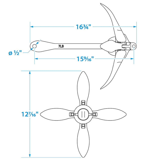 Seachoice 41020 Galvanized Folding Grapnel Anchor, 7 lbs.