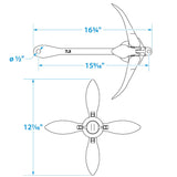 Seachoice 41020 Galvanized Folding Grapnel Anchor, 7 lbs.