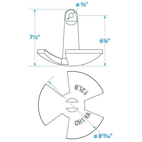 Seachoice 41500 Black Vinyl Coated River Anchor, 12 lbs.
