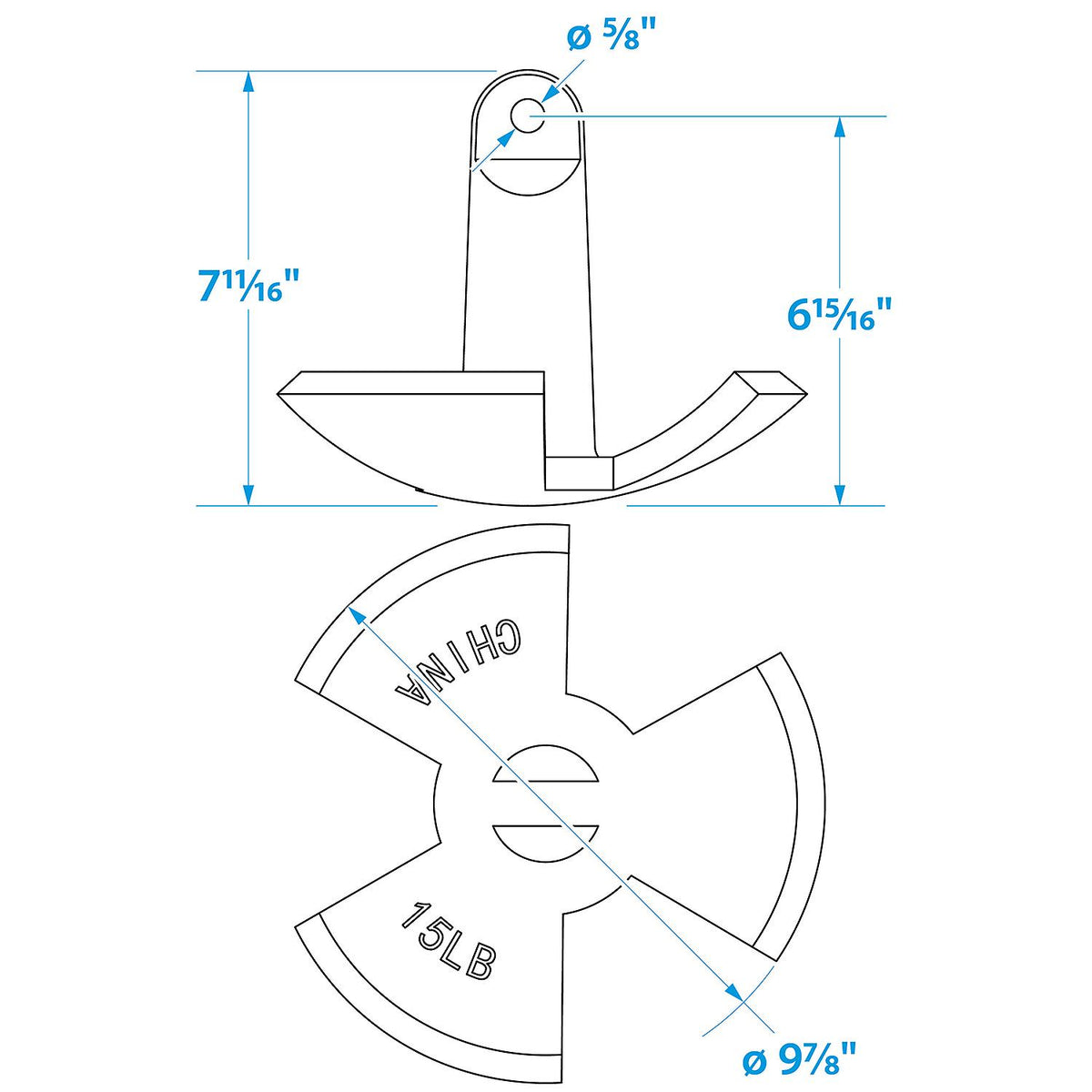 Seachoice 41510 Black Vinyl Coated River Anchor, 15 lbs.