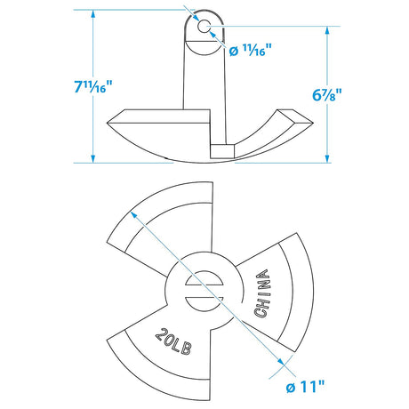 Seachoice 41520 Black Vinyl Coated River Anchor, 20 lbs.