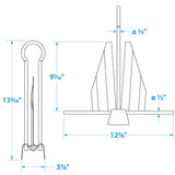Seachoice 41610 Hot Dipped Galvanized Utility Anchor, Size 7E