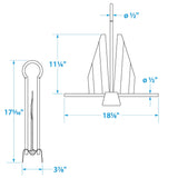 Seachoice 41630 Hot Dipped Galvanized Utility Anchor, Size 13E