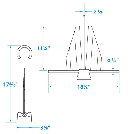 Seachoice 41630 Hot Dipped Galvanized Utility Anchor, Size 13E