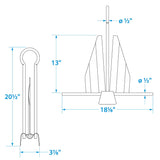 Seachoice 41640 Hot Dipped Galvanized Utility Anchor, Size 15E