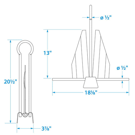 Seachoice 41640 Hot Dipped Galvanized Utility Anchor, Size 15E