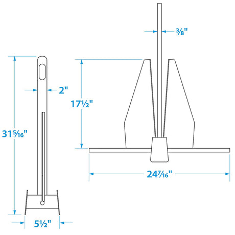 Seachoice 41740 Hot Dipped Galvanized Deluxe Anchor, Size 18S