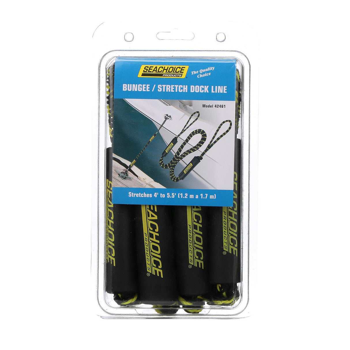 Seachoice 42461 Bungee/Stretch Dock Line, Stretches 4' - 5-1/2', 1 pr.