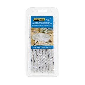 Seachoice Premium 3 Strand Twisted Nylon Dock Line - White With Blue Tracer