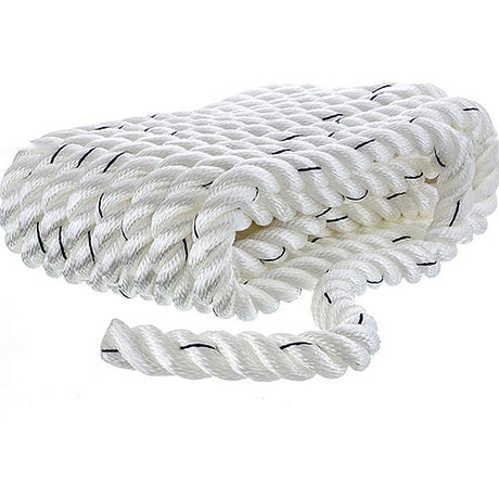 Seachoice Premium 3 Strand Twisted Nylon Dock Line - White With Blue Tracer