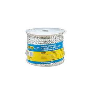 Premium 3-Strand Twisted Nylon Anchor LineWhite With Blue Tracer, 3/8" x 150'