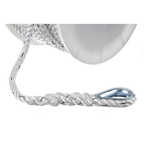 Premium 3-Strand Twisted Nylon Anchor Line White With Blue Tracer, 1/2" x 150'