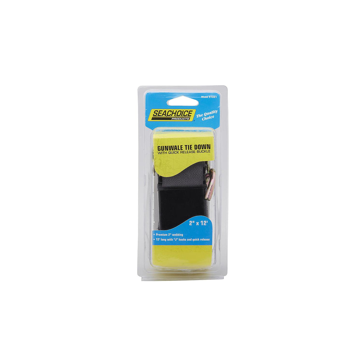 Seachoice Premium Gunwale Trailer Tie Down Strap 2" Wide - Black