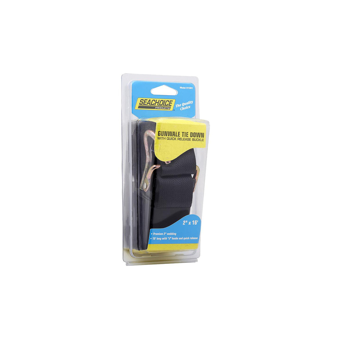 Seachoice Premium Gunwale Trailer Tie Down Strap 2" Wide - Black