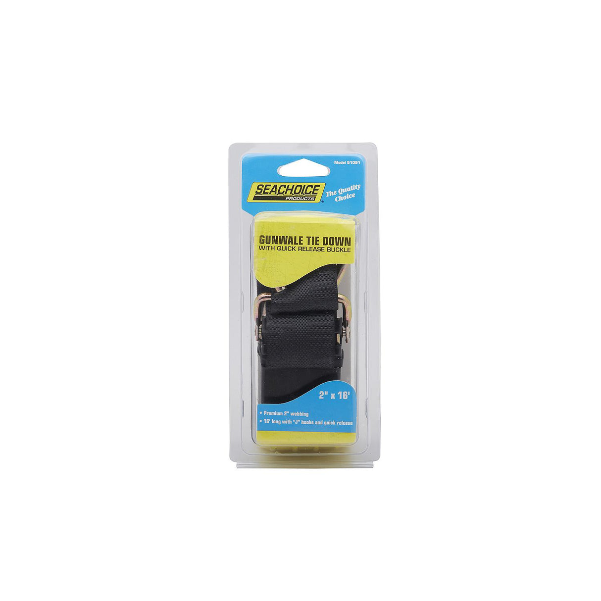 Seachoice Premium Gunwale Trailer Tie Down Strap 2" Wide - Black