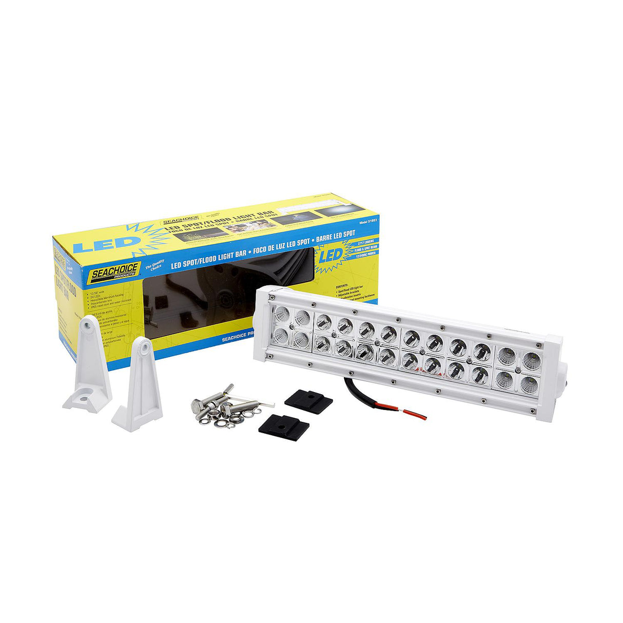 Seachoice 51683 LED Spot/Flood Light Bar, White Housing 24 LEDs, 13.6", 12/24V