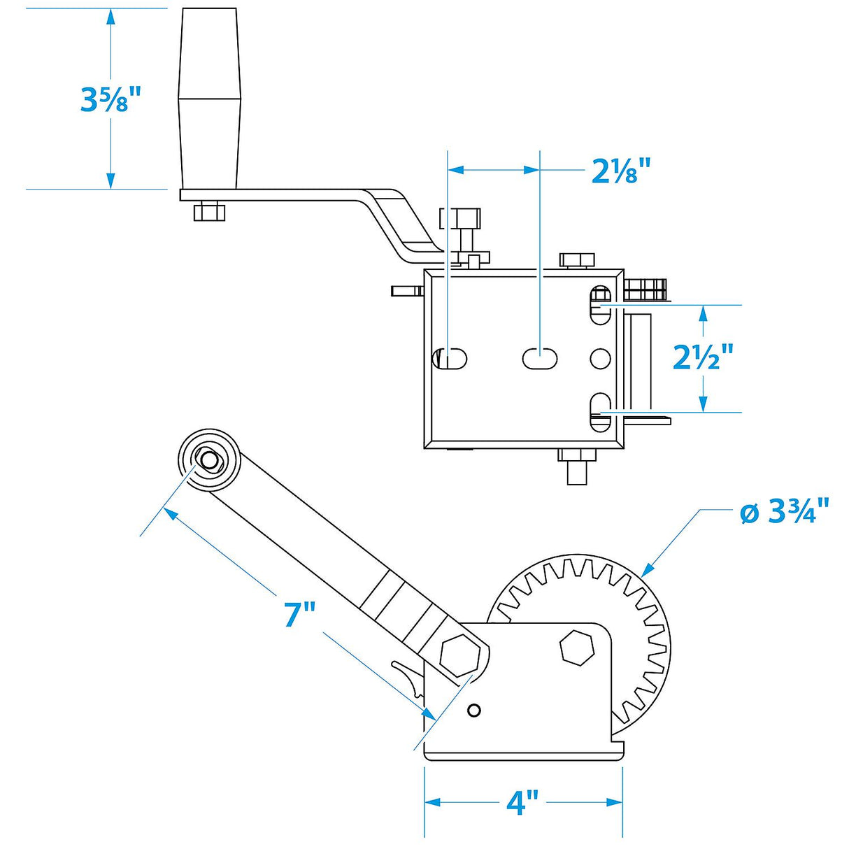 Seachoice 52131 800 Lb. Manual Trailer Winch, 1-Speed, 16-Ft. Strap w/Snap Hook