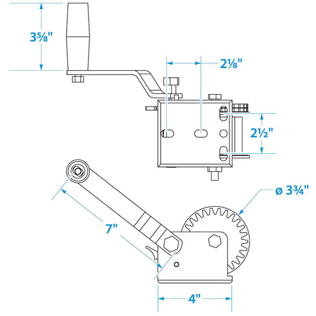 Seachoice 52131 800 Lb. Manual Trailer Winch, 1-Speed, 16-Ft. Strap w/Snap Hook