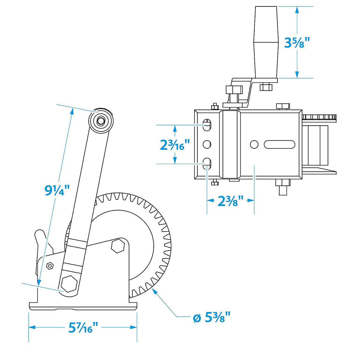 Seachoice 52191 1,200 Lb. Manual Trailer Winch, 1-Speed, 25-Ft. Strap w/Snap Hook