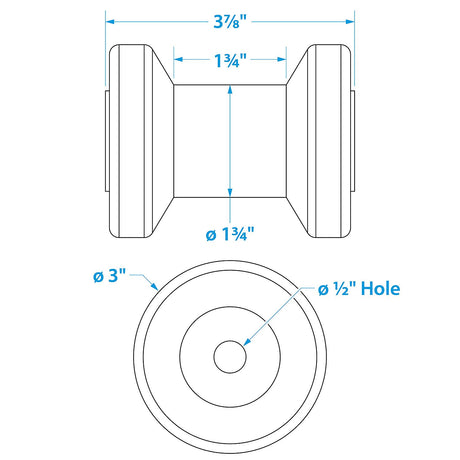 Seachoice Non-Marking TP Yellow Rubber Spool Roller