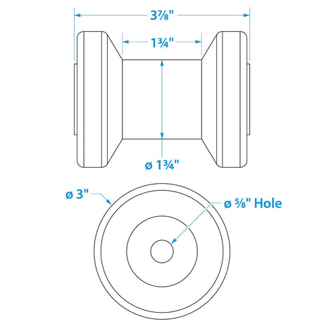 Seachoice Non-Marking TP Yellow Rubber Spool Roller
