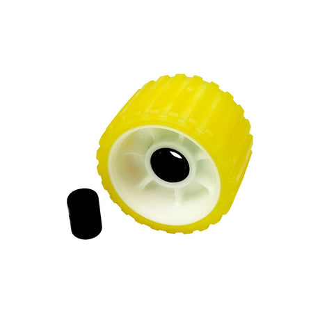 Seachoice Non-Marking TP Yellow Rubber Ribbed Roller 5" D x 3" W With 1-1/8" ID Hole