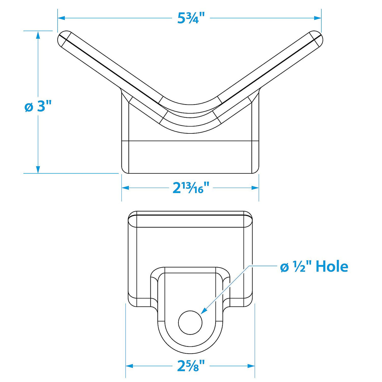 Seachoice Non-Marking TP Yellow Rubber V-Bow Stop 3" x 1/2"