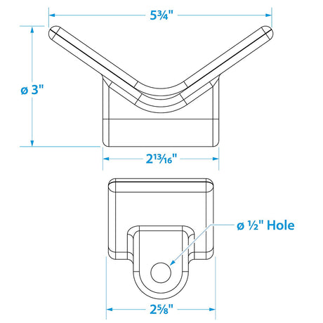 Seachoice Non-Marking TP Yellow Rubber V-Bow Stop 3" x 1/2"