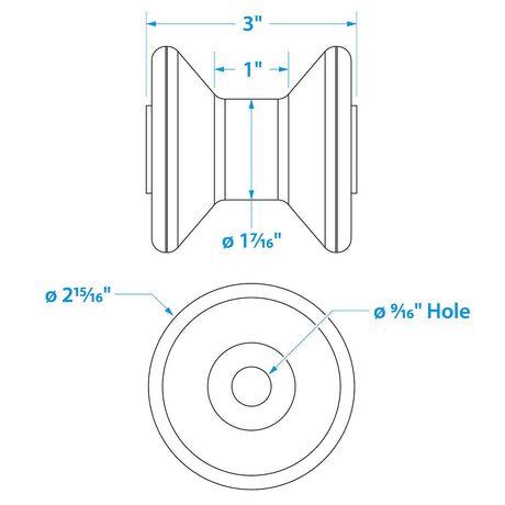 Seachoice Non-Marking TP Yellow Rubber V-Bow Stop With 1/2" ID