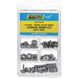 Seachoice 59439 Nickel Plated Brass Canvas Snap Kit With Tool - 48 Piece