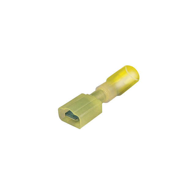 Seachoice 60321 3-to-1 Heat Shrink Insulated Quick Disconnect, 12-10 Ga., 0.250" Male, Yellow, 25-Pack