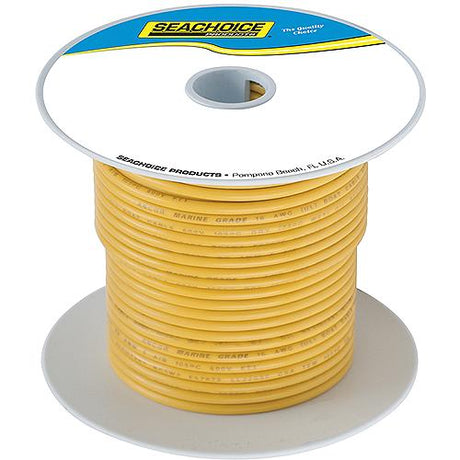 Seachoice 63107 Tinned Copper Marine Wire, 14 AWG, Yellow, 100'