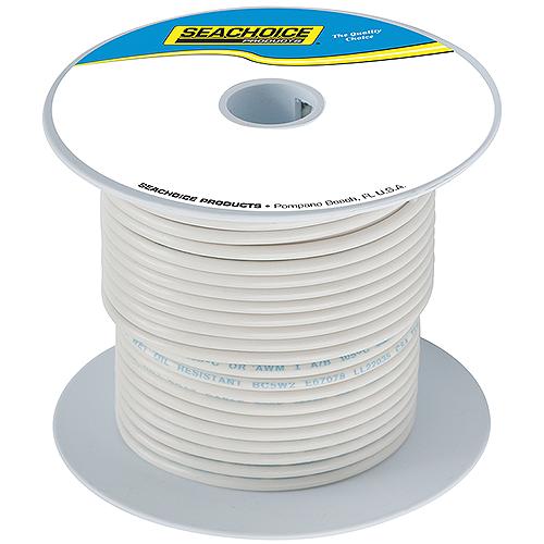 Seachoice 63089 Tinned Copper Marine Wire, 12 AWG, White, 100'