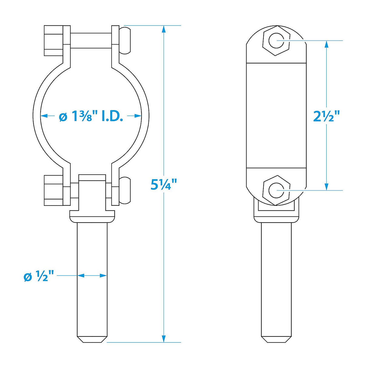 Seachoice 70521 Zinc Plated Steel Clamp-On Oarlocks (Sold as Pair)