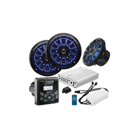 Seachoice 72123 In-Dash Audio Package Square Gauge, Black Speakers (1pr.)