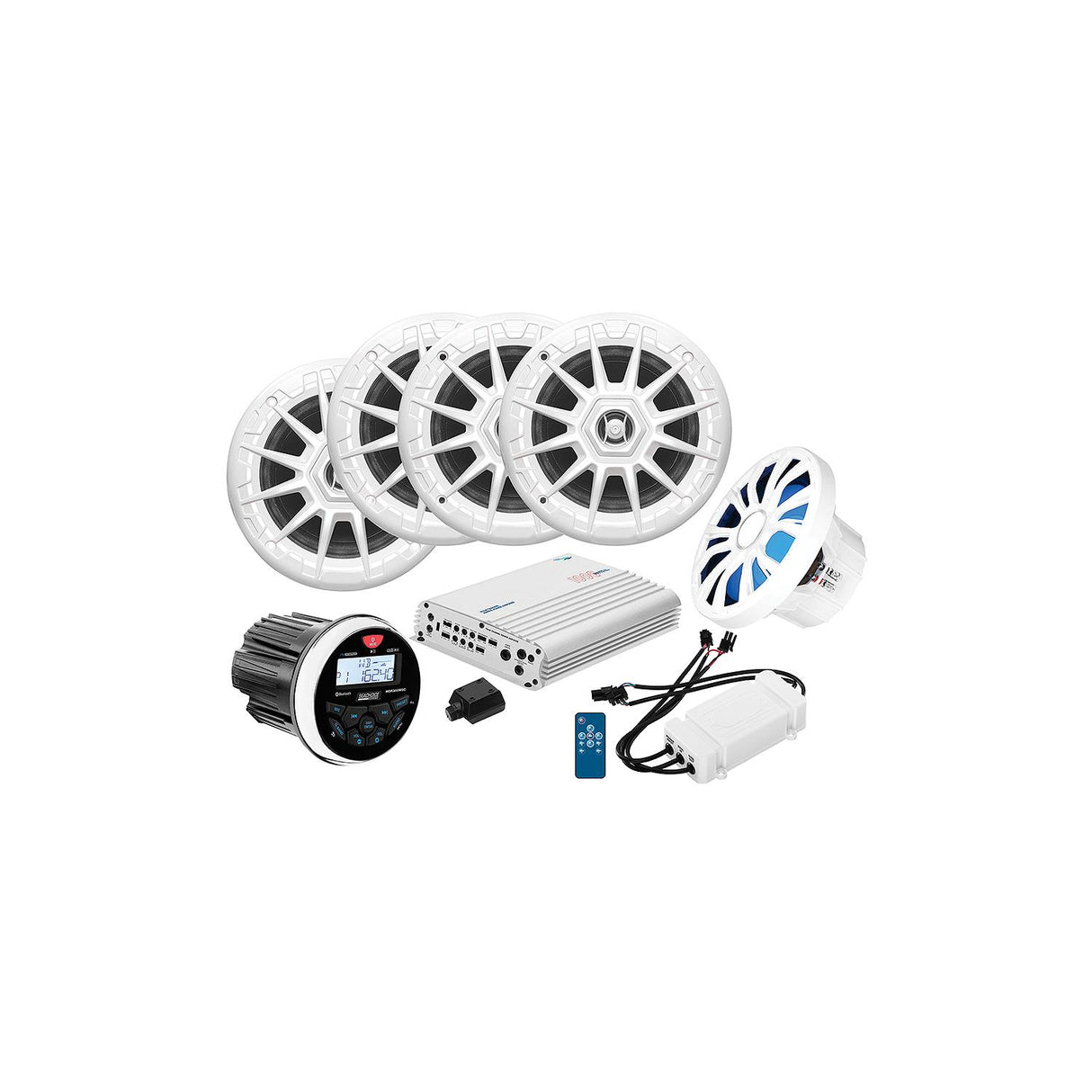 Seachoice 72126 In-Dash Audio Package Round Gauge, White Speakers (2pr.)