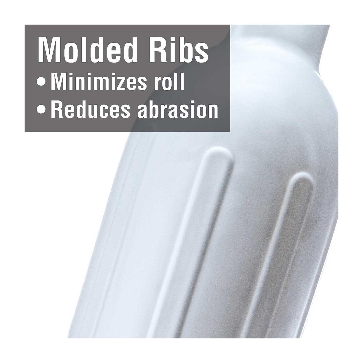 Seachoice 79031 Twin Eye Ribbed Fender, White, 8.5 x 27"