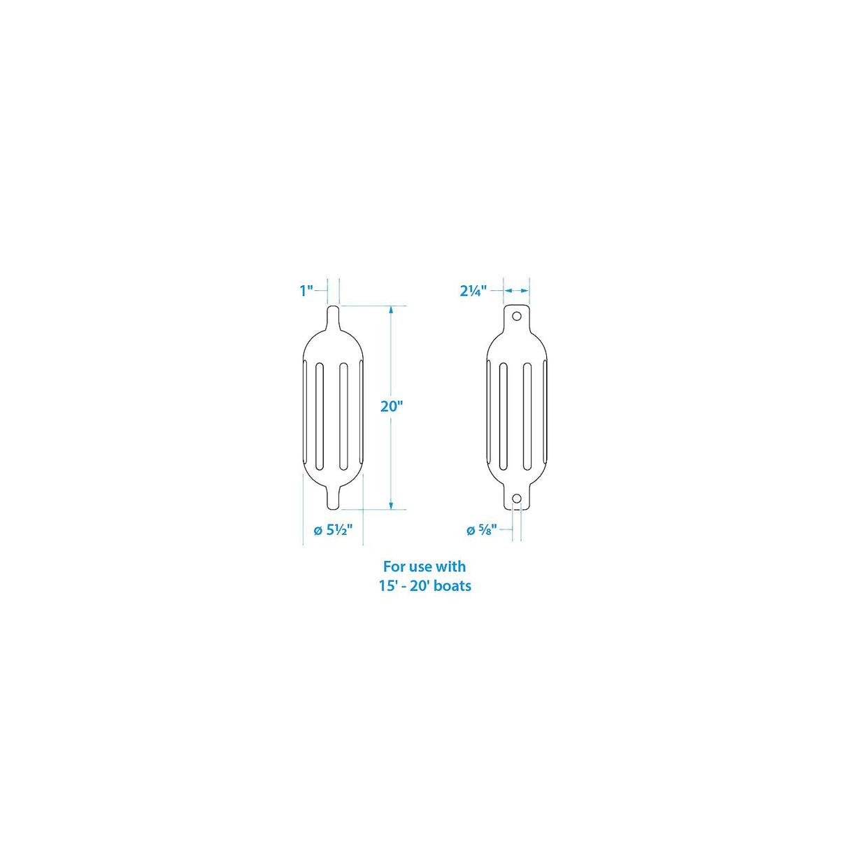 Seachoice 79261 Twin Eye Ribbed Fender Kit (Includes 2 5.5" x 20" Black Fenders and 2 Matching 3/8 x 5' Fender Lines)