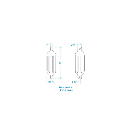 Seachoice 79261 Twin Eye Ribbed Fender Kit (Includes 2 5.5" x 20" Black Fenders and 2 Matching 3/8 x 5' Fender Lines)
