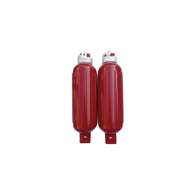 Seachoice 79276 Twin Eye Ribbed Fender Kit (Includes 2 6.5″ x 23″ Red Fenders and 2 Matching 3/8 x 5' Fender Lines)