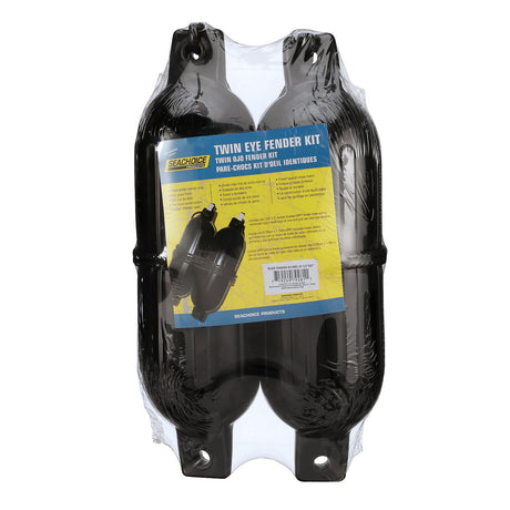Seachoice 79281 Twin Eye Ribbed Fender Kit (Includes 2 6.5" x 23" Black Fenders and 2 Matching 3/8 x 5' Fender Lines)