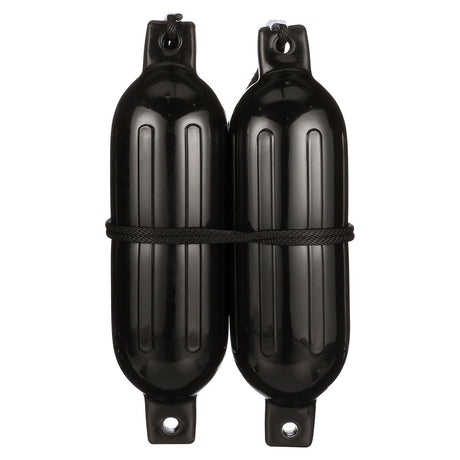 Seachoice 79281 Twin Eye Ribbed Fender Kit (Includes 2 6.5" x 23" Black Fenders and 2 Matching 3/8 x 5' Fender Lines)