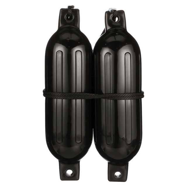 Seachoice 79281 Twin Eye Ribbed Fender Kit (Includes 2 6.5" x 23" Black Fenders and 2 Matching 3/8 x 5' Fender Lines)
