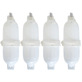 Seachoice 79291 Twin Eye Ribbed Fender Kit (Includes 4ea 4.5" x 16" White Fenders and 4 Matching 1/4 x 5' Fender Lines)