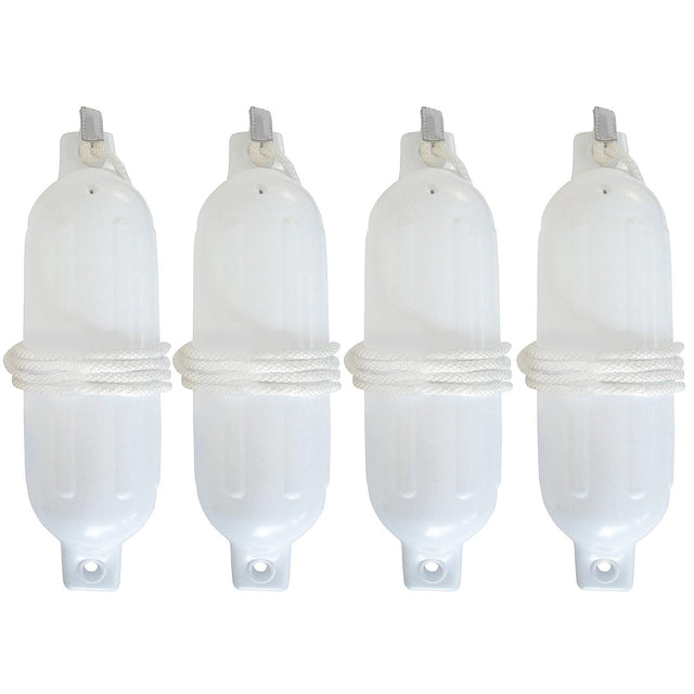 Seachoice 79291 Twin Eye Ribbed Fender Kit (Includes 4ea 4.5" x 16" White Fenders and 4 Matching 1/4 x 5' Fender Lines)